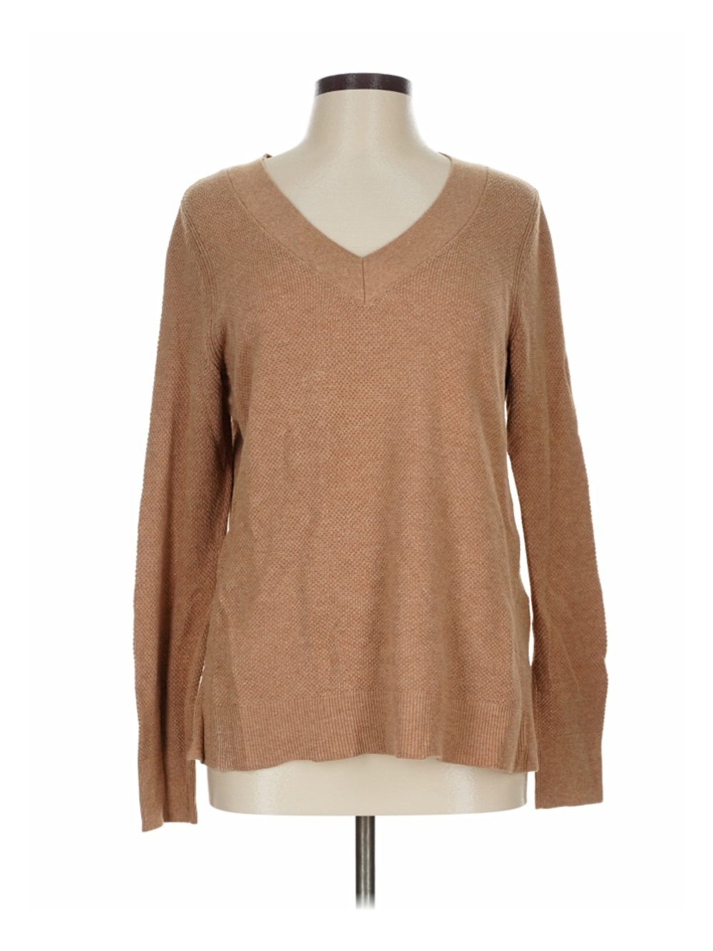 GAP Women's V-Neck Sweater in Camel Brown XL